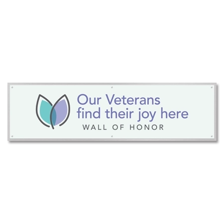 'Our Veterans find their joy here' Overhead Lobby Graphic