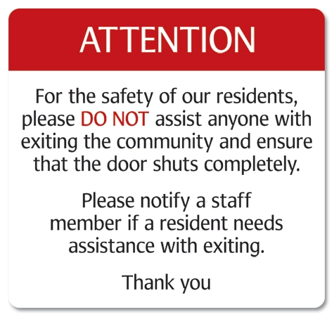 'Resident Assistance' Sign