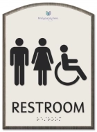 Restroom Sign w/Unisex & ISA Symbols